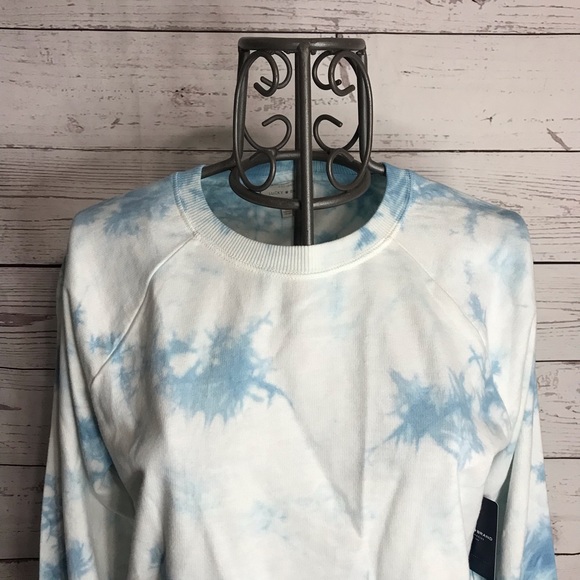 16) Lucky Brand Blue & White Tie Dye Crewneck Pullover Sweatshirt Size Small - Picture 4 of 11